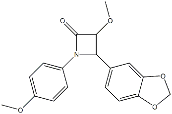 4-(1,3-benzodioxol-5-yl)-3-methoxy-1-(4-methoxyphenyl)-2-azetanone Struktur