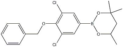 2-(4-Benzyloxy-3,5-dichlorophenyl)-4,4,6-trimethyl-1,3,2-dioxaborinane Struktur