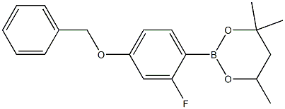 2-(4-Benzyloxy-2-fluorophenyl)-4,4,6-trimethyl-1,3,2-dioxaborinane Struktur