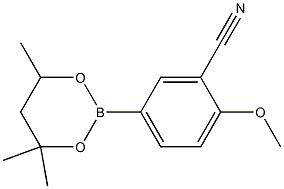 2-Methoxy-5-(4,4,6-trimethyl-1,3,2-dioxaborinan-2-yl)benzonitrile Struktur