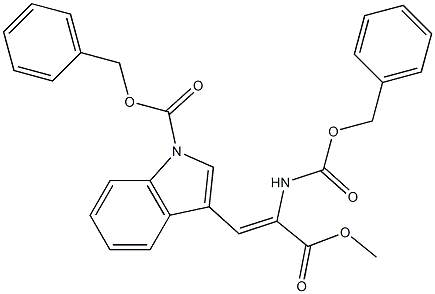 (Z)-2-[(Benzyloxycarbonyl)amino]-3-[1-(benzyloxycarbonyl)-1H-indol-3-yl]propenoic acid methyl ester Struktur