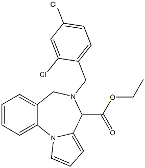 5-(2,4-Dichlorobenzyl)-5,6-dihydro-4H-pyrrolo[1,2-a][1,4]benzodiazepine-4-carboxylic acid ethyl ester Struktur