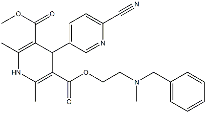 4-(6-Cyanopyridin-3-yl)-1,4-dihydro-2,6-dimethylpyridine-3,5-dicarboxylic acid 3-methyl 5-[2-(N-methyl-N-benzylamino)ethyl] ester Struktur