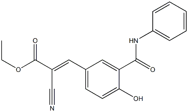 2-Hydroxy-5-[2-cyano-2-(ethoxycarbonyl)ethenyl]-N-phenylbenzamide Struktur