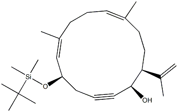 (1R,5R,6E,10E,14S)-14-(1-Methylethenyl)-7,11-dimethyl-5-[(tert-butyldimethylsilyl)oxy]cyclotetradeca-6,10-dien-2-yn-1-ol Struktur