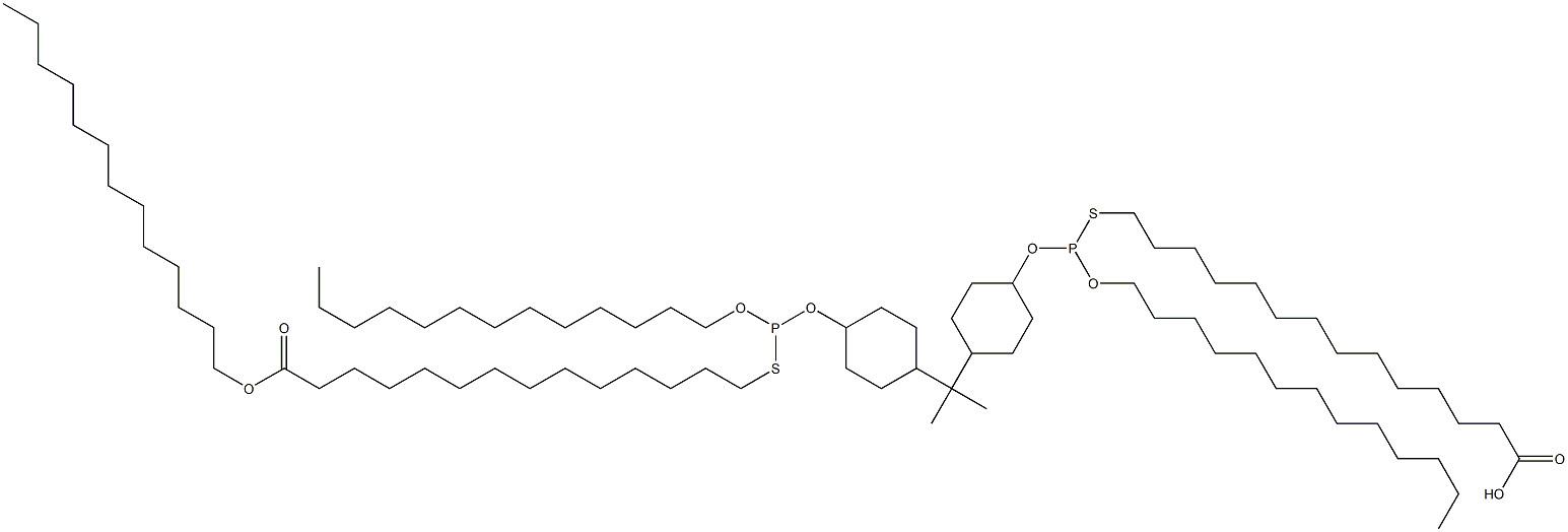 14,14'-[[Isopropylidenebis(4,1-cyclohexanediyloxy)]bis[(tridecyloxy)phosphinediylthio]]bis(tetradecanoic acid tridecyl) ester Struktur