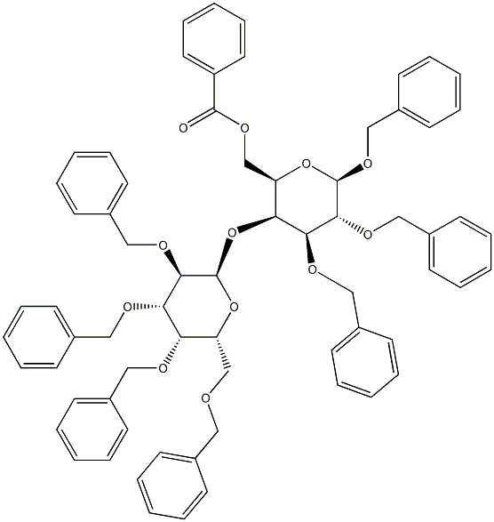 Benzyl 4-O-(2,3,4,6-Tetra-O-benzyl a-D-galactopyranosyl)-2,3-di-O-benzyl-6-O-benzoyl-b-D-galactopyranoside Struktur