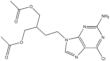 9-(4-acetoxy-3-acetoxymethylbuty-1-yl)-2-amino-6-chloropurine Struktur