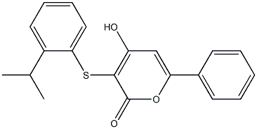 4-hydroxy-6-phenyl-3-((2-isopropylphenyl)thio)pyran-2-one Struktur