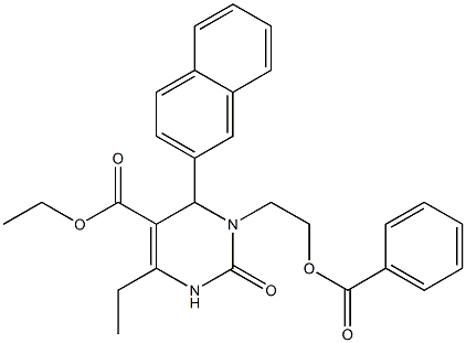 2-(5-ethoxycarbonyl-4-ethyl-6-(2-naphthyl)-1,2,3,6-tetrahydro-2-oxopyrimidin-1-yl)ethyl benzoate Struktur