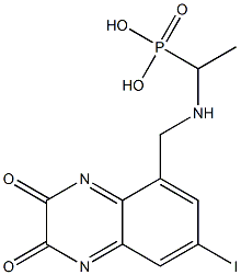 7-iodo-N-(1-phosphonoethyl)-5-aminomethylquinoxaline-2,3-dione Struktur