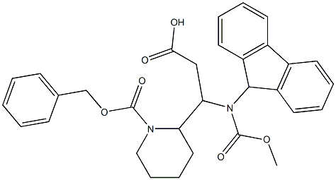 2-[2-carboxy-1-(9h-fluoren-9-ylmethoxycarbonylamino)-ethyl]-piperidine-1-carboxylic acid benzyl ester Struktur