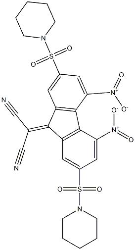 2-[4,5-dinitro-2,7-di(piperidinosulfonyl)-9H-fluoren-9-yliden]malononitrile Struktur