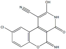 9-chloro-2-hydroxy-5-imino-4-oxo-3,5-dihydro-4H-chromeno[3,4-c]pyridine-1-carbonitrile Struktur