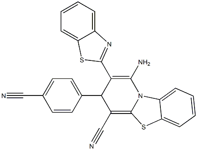 1-amino-2-(1,3-benzothiazol-2-yl)-3-(4-cyanophenyl)-3H-benzo[d]pyrido[2,1-b][1,3]thiazole-4-carbonitrile Struktur