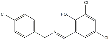 2,4-dichloro-6-{[(4-chlorobenzyl)imino]methyl}phenol Struktur