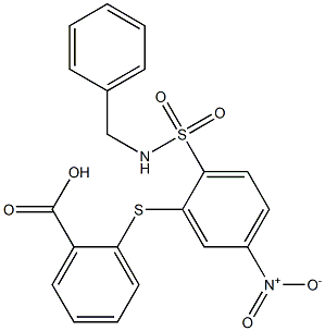 2-({2-[(benzylamino)sulfonyl]-5-nitrophenyl}thio)benzoic acid Struktur