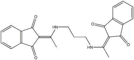 2-{1-[(3-{[1-(1,3-dioxo-1,3-dihydro-2H-inden-2-yliden)ethyl]amino}propyl)amino]ethylidene}-1H-indene-1,3(2H)-dione Struktur