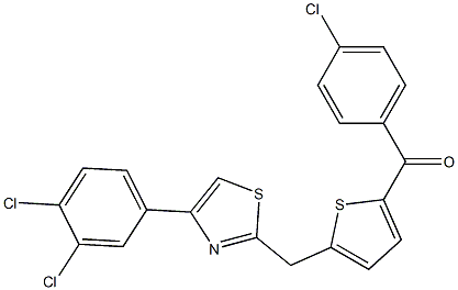 (4-chlorophenyl)(5-{[4-(3,4-dichlorophenyl)-1,3-thiazol-2-yl]methyl}-2-thienyl)methanone Struktur