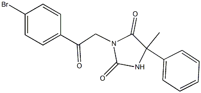 3-[2-(4-bromophenyl)-2-oxoethyl]-5-methyl-5-phenyl-1H-imidazole-2,4(3H,5H)-dione Struktur