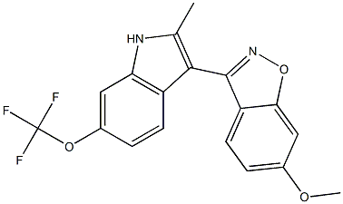 6-methoxy-3-(2-methyl-6- (trifluoromethoxy)-1H-indol-3-yl)benzo[d]isoxazole Struktur