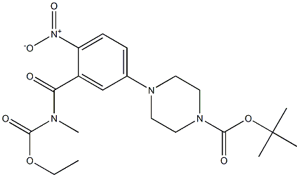 4-[3-(Ethoxycarbonylmethyl-carbamoyl)-4-nitro-phenyl]-piperazine-1-carboxylic acid tert-butyl ester Struktur