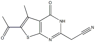 (6-acetyl-5-methyl-4-oxo-3,4-dihydrothieno[2,3-d]pyrimidin-2-yl)acetonitrile Struktur