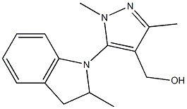 [1,3-dimethyl-5-(2-methyl-2,3-dihydro-1H-indol-1-yl)-1H-pyrazol-4-yl]methanol Struktur