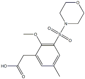 [2-methoxy-5-methyl-3-(morpholin-4-ylsulfonyl)phenyl]acetic acid Struktur