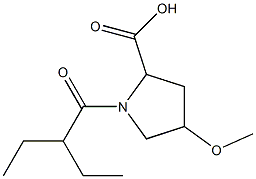 1-(2-ethylbutanoyl)-4-methoxypyrrolidine-2-carboxylic acid Struktur