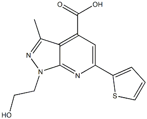 1-(2-hydroxyethyl)-3-methyl-6-(thiophen-2-yl)-1H-pyrazolo[3,4-b]pyridine-4-carboxylic acid Struktur