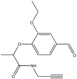 2-(2-ethoxy-4-formylphenoxy)-N-(prop-2-yn-1-yl)propanamide Struktur