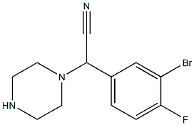 2-(3-bromo-4-fluorophenyl)-2-(piperazin-1-yl)acetonitrile Struktur