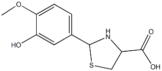 2-(3-hydroxy-4-methoxyphenyl)-1,3-thiazolidine-4-carboxylic acid Struktur