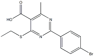 2-(4-bromophenyl)-4-(ethylthio)-6-methylpyrimidine-5-carboxylic acid Struktur