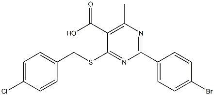 2-(4-bromophenyl)-4-[(4-chlorobenzyl)thio]-6-methylpyrimidine-5-carboxylic acid Struktur