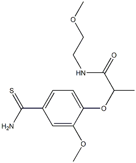 2-(4-carbamothioyl-2-methoxyphenoxy)-N-(2-methoxyethyl)propanamide Struktur