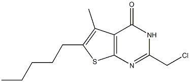 2-(chloromethyl)-5-methyl-6-pentyl-3H,4H-thieno[2,3-d]pyrimidin-4-one Struktur