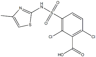 2,6-dichloro-3-[(4-methyl-1,3-thiazol-2-yl)sulfamoyl]benzoic acid Struktur