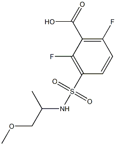 2,6-difluoro-3-[(1-methoxypropan-2-yl)sulfamoyl]benzoic acid Struktur