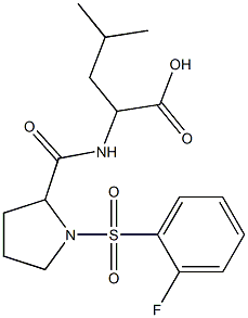 2-[({1-[(2-fluorophenyl)sulfonyl]pyrrolidin-2-yl}carbonyl)amino]-4-methylpentanoic acid Struktur