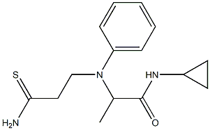 2-[(2-carbamothioylethyl)(phenyl)amino]-N-cyclopropylpropanamide Struktur