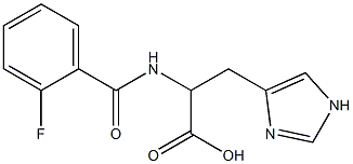 2-[(2-fluorobenzoyl)amino]-3-(1H-imidazol-4-yl)propanoic acid Struktur