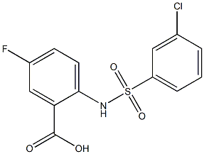 2-[(3-chlorobenzene)sulfonamido]-5-fluorobenzoic acid Struktur