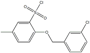 2-[(3-chlorophenyl)methoxy]-5-methylbenzene-1-sulfonyl chloride Struktur