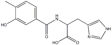 2-[(3-hydroxy-4-methylbenzoyl)amino]-3-(1H-imidazol-4-yl)propanoic acid Struktur