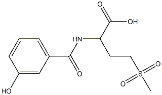 2-[(3-hydroxyphenyl)formamido]-4-methanesulfonylbutanoic acid Struktur