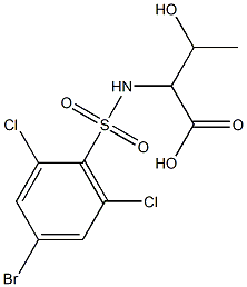 2-[(4-bromo-2,6-dichlorobenzene)sulfonamido]-3-hydroxybutanoic acid Struktur