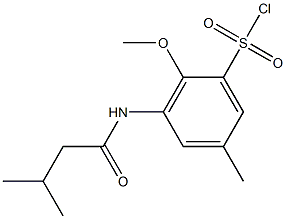 2-methoxy-5-methyl-3-(3-methylbutanamido)benzene-1-sulfonyl chloride Struktur