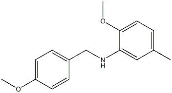 2-methoxy-N-[(4-methoxyphenyl)methyl]-5-methylaniline Struktur